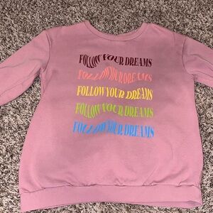 Pink Sweatshirt with Multicolor Text